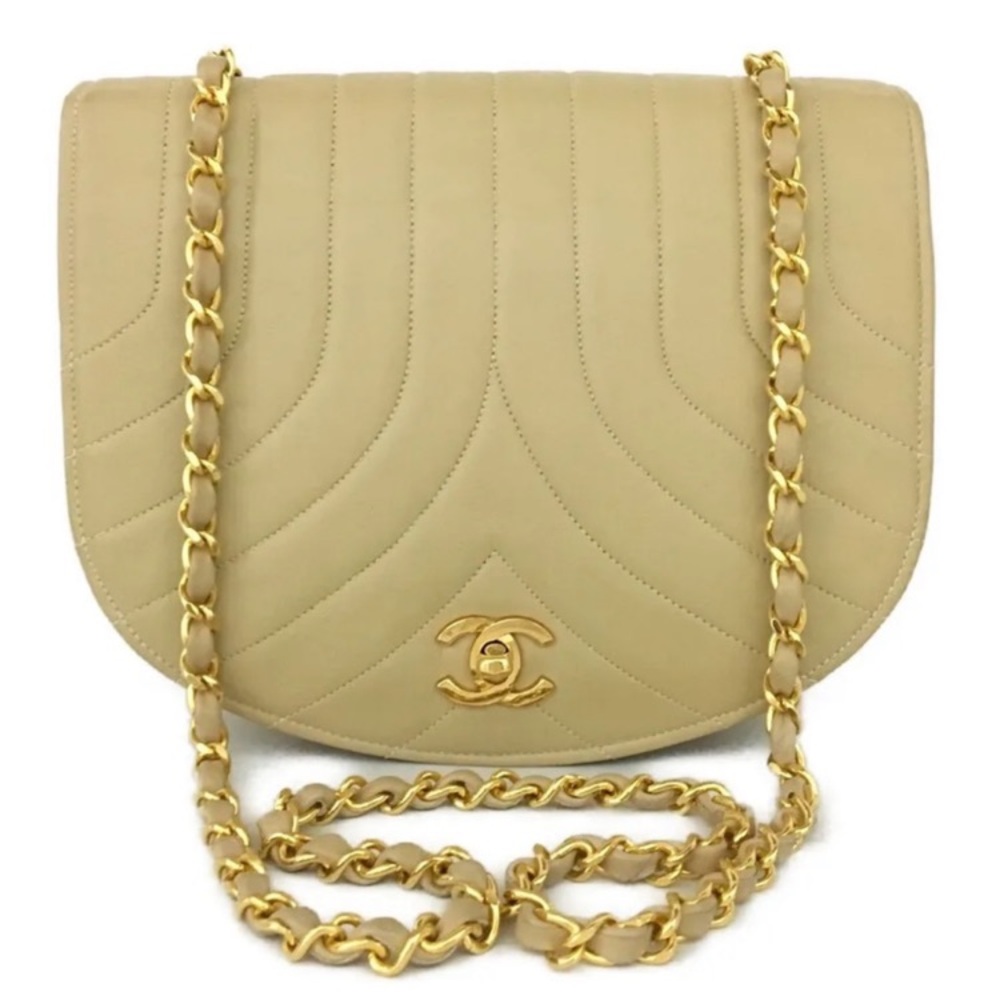 Rare Chanel mini matelasse flap crossbody purse buttercream